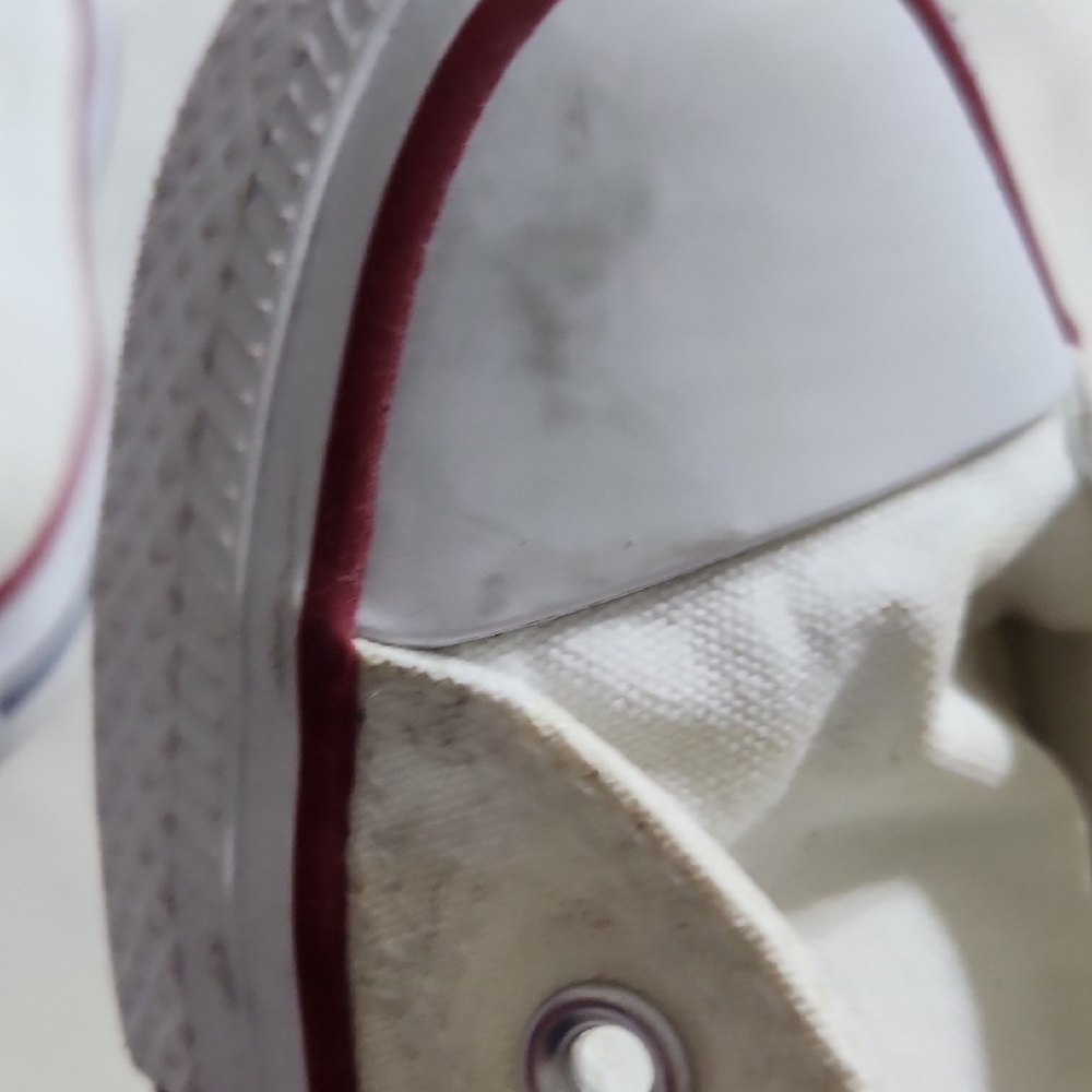 Converse High Tops in Cream with Red and Blue Accents - Picture 8 of 11